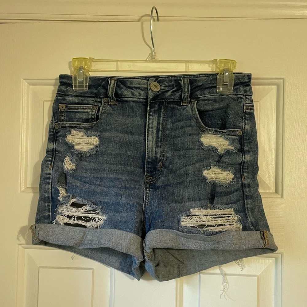 American Eagle Curvy Hi-Rise Shortie Next Level Stretch Jean Shorts